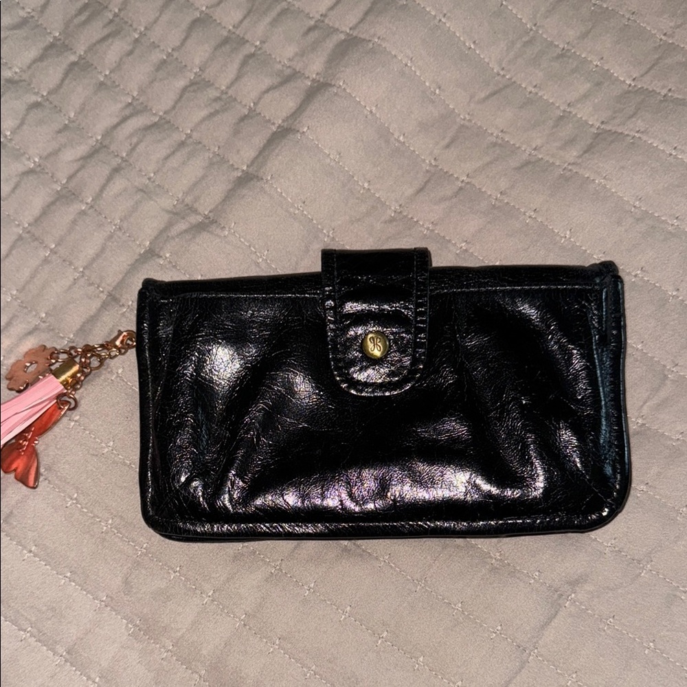 Stylish Black Wallet with Pink Tassel